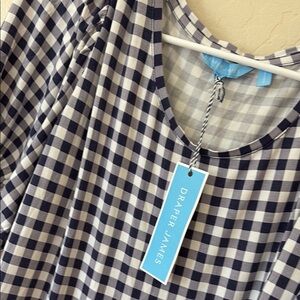 Draper James Blue and White Gingham Top